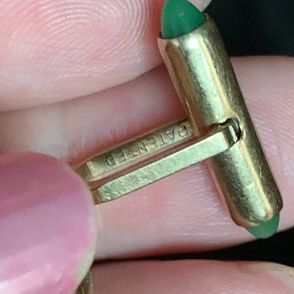 Vintage Green Krementz Gold Filled Cuff Links